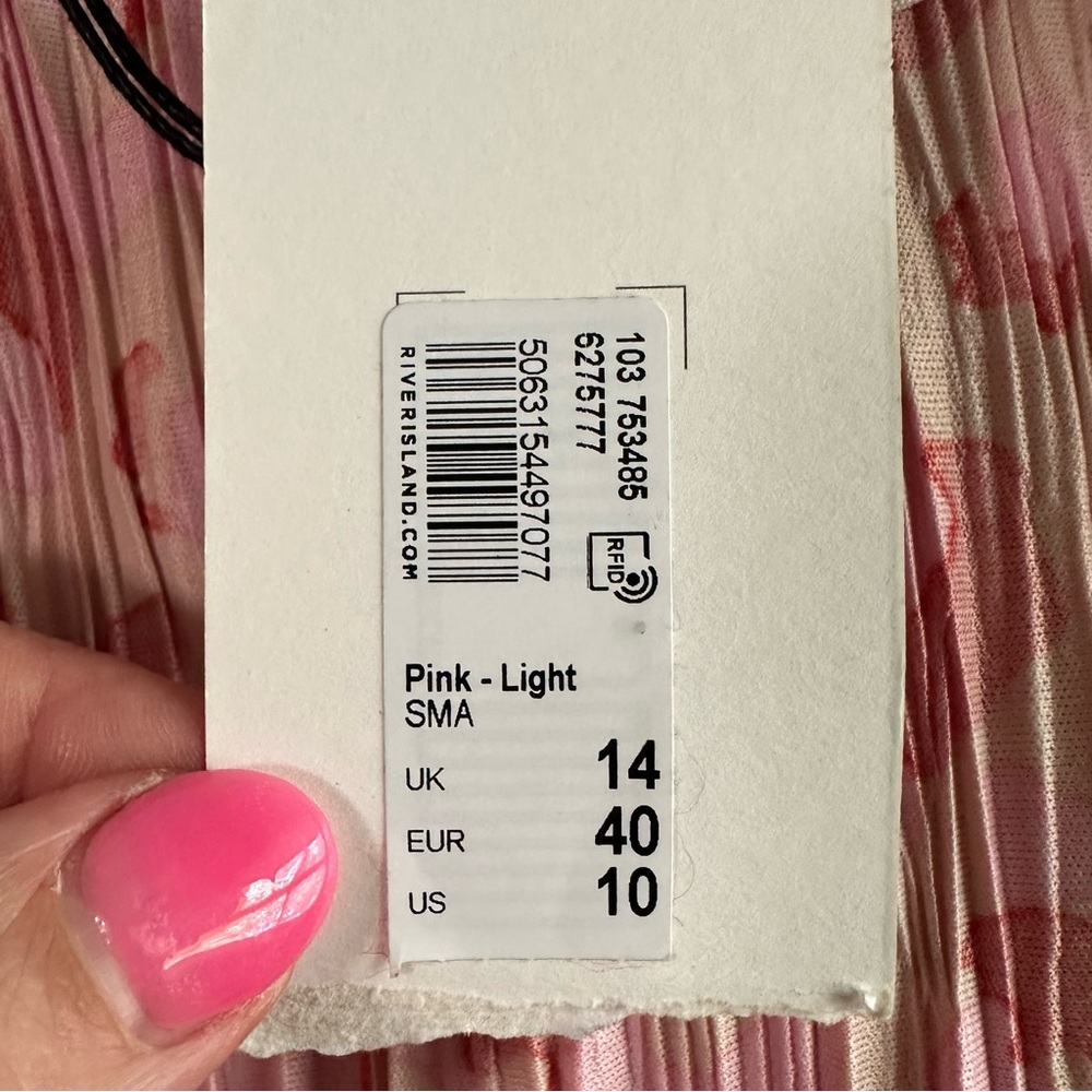 River Island Pink Leopard One Shoulder Plisse Maxi Dress NWT Women’s Size 10 - Picture 8 of 11